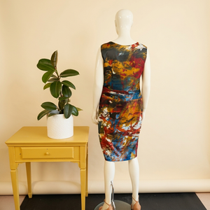 Ceme London Abstract Print Draped Midi Dress
