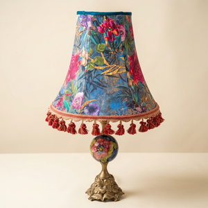 Handmade Vintage Botanical Lampshade & Ceramic Lamp