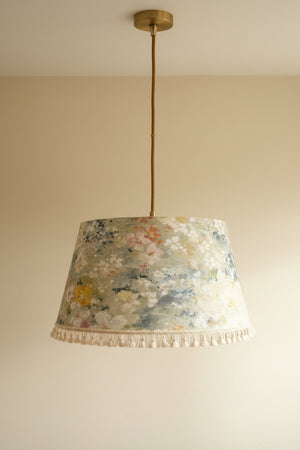 Handmade Giverny Floral Tapered Lampshade with Tassel Fringe