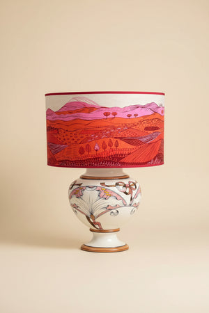 Hand Painted Pink Landscape Italian Lampshade