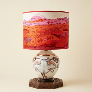 Hand Painted Pink Landscape Italian Lampshade