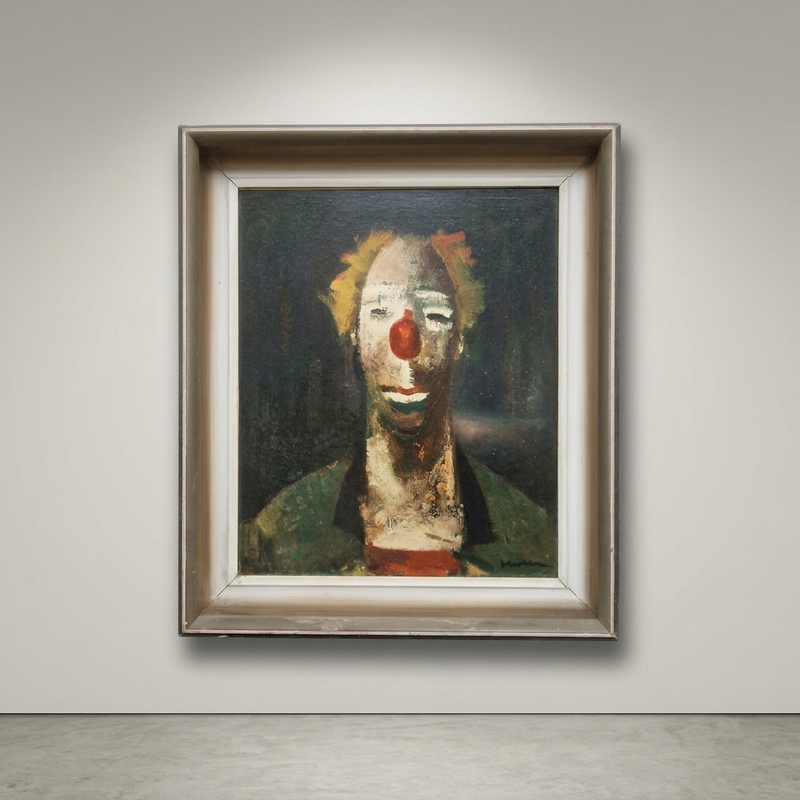 Framed 1940s/50s print of "Head of a Clown" (Tete de Clown) 1937 by Joseph Kutter