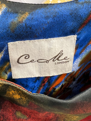 Ceme London Abstract Print Draped Midi Dress