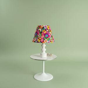 Vera Bradley "Va Va Bloom" Retro Floral & 1960s Glass Chessman Table Lamp