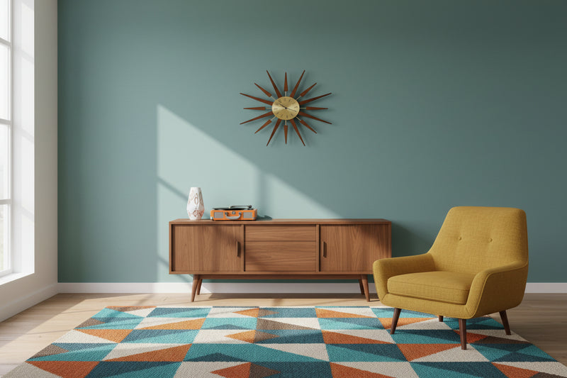 Mid-Century Modern Sunburst Wall Clock