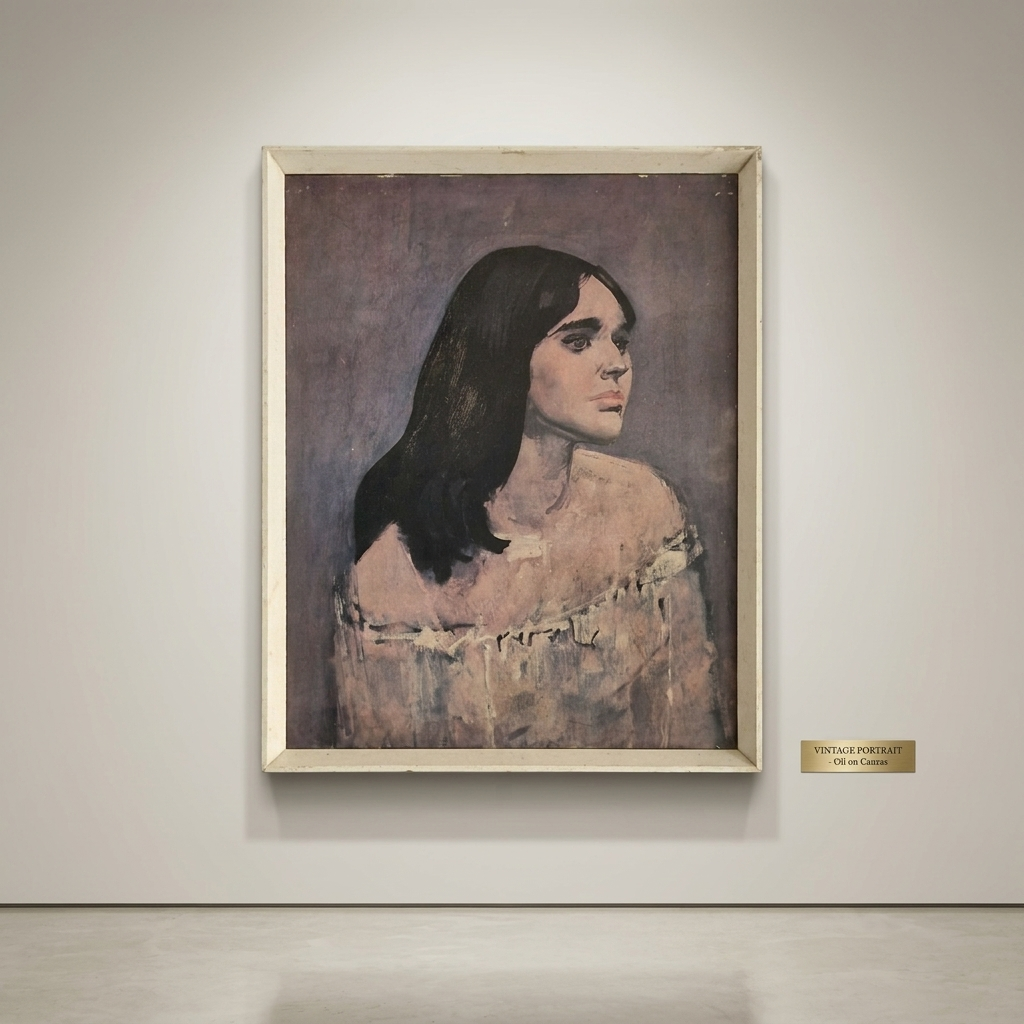 Emotive vintage print of "Portrait of a Lady" by Ruskin Spear