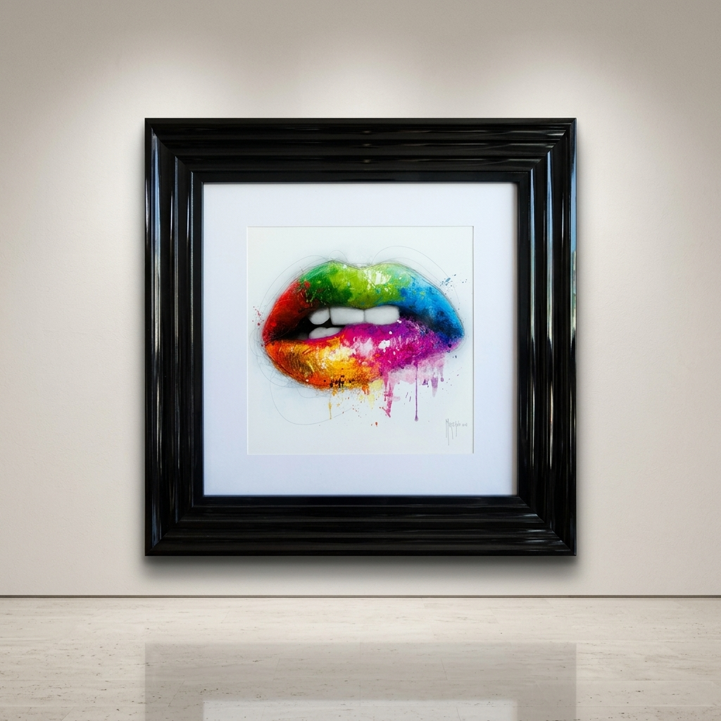 Framed print of Patrice Murciano "Rainbow Lips"