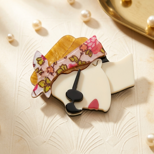 Unique Lady Face Vintage-Style Acrylic Brooch