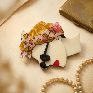 Unique Lady Face Vintage-Style Acrylic Brooch