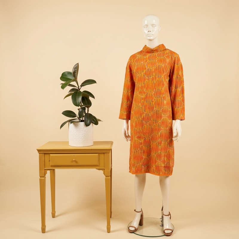 Vintage 1960s Mod Op-Art Plissé Shift Dress