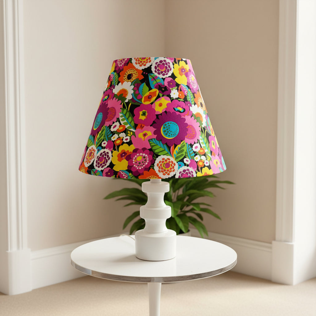 Vera Bradley "Va Va Bloom" Retro Floral & 1960s Glass Chessman Table Lamp