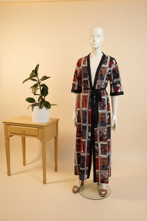 Vintage 1970s St Michael Art Nouveau Poster Print Dressing Gown