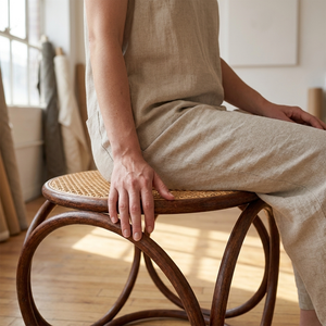Vintage Bentwood & Cane Hoop Stool
