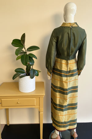 Vintage Berkertex Metallic Stripe Evening Maxi Dress