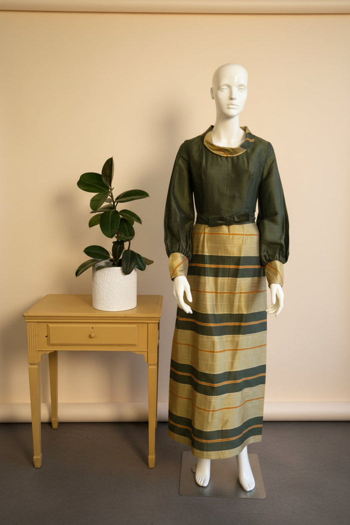 Vintage Berkertex Metallic Stripe Evening Maxi Dress