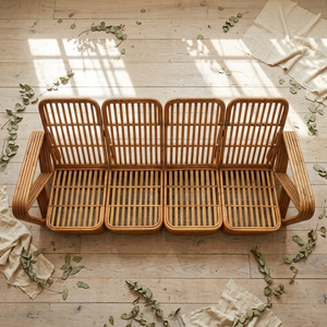 Paul Frankl 5-Strand Square Pretzel Rattan Suite