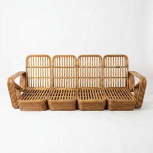 Paul Frankl 5-Strand Square Pretzel Rattan Suite